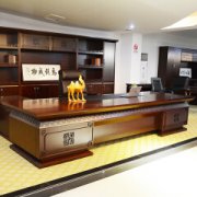 妍煌 老板桌办公桌油漆实木贴皮总裁桌大班台老板办公家具电脑班桌主
